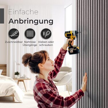 Акустичні панелі з натурального дерева (набір 4 шт) 120x60x2.1 см, шпон груші та чорний акустичний фліс, 3D стінні панелі для шумоізоляції та декору інтер'єру