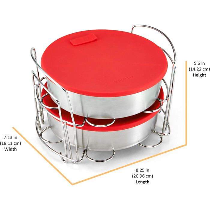 Instant Pot Official Cookware/Baking Set, 8-Piece, Compatible with 6 Quart and 8 Quart Stoves, Red