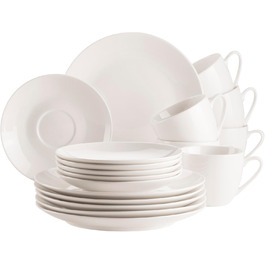 MÄSER Belmira: класичний сервіз для 6 осіб (12 предметів) з порцеляни, білий (кавовий сервіз)