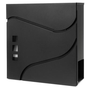 Поштовий ящик Verda з газетницею, нержавіюча сталь, антрацит, 37x37x11 см, вікно, тримач для газет, табличка для імені, сучасний, погодостійкий, 2 ключі