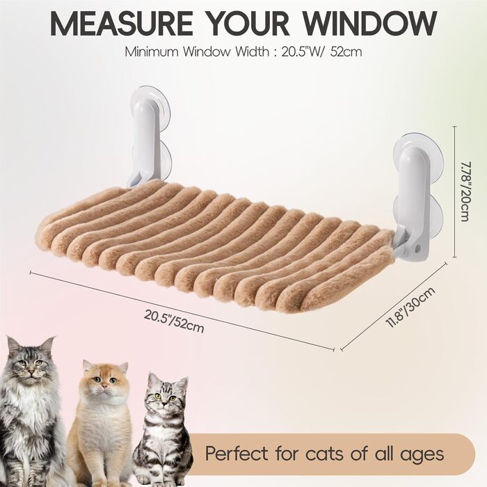 Кішка лежанка на вікно MEWOOFUN - розкладна, знімний чохол, сталевий каркас, до 18 кг