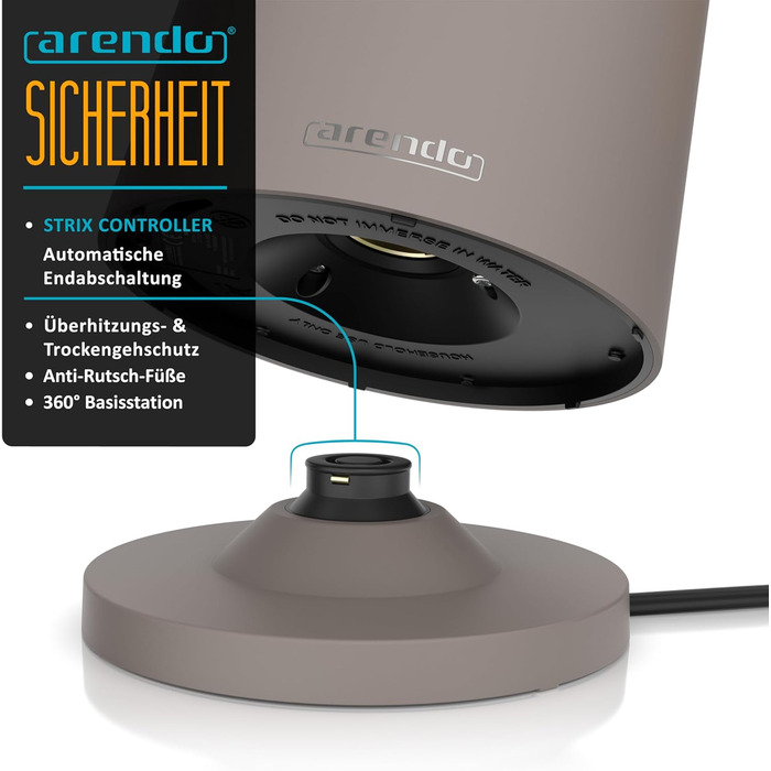 Електричний чайник Arendo з регулюванням температури, 1.5 л, нержавіюча сталь, подвійні стінки, BPA free, функція підтримки тепла, Cool Touch, Taupe C