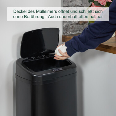 Relaxdays Black Sensor Trash Can