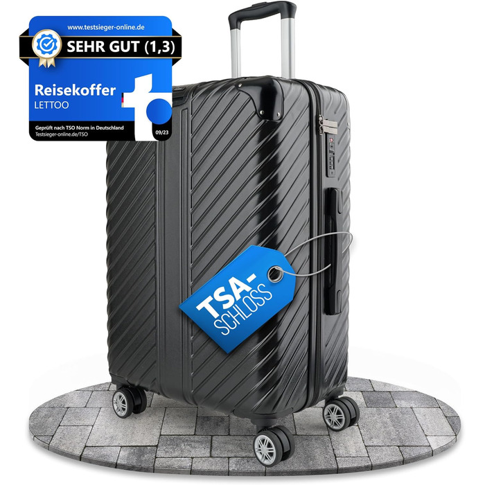 Чемодан 120L (75x50x33) з колесами - міцний тріумф trolley з кишенею для ноутбука та захистом кутів (XL, Чорний, 20 дюймів)