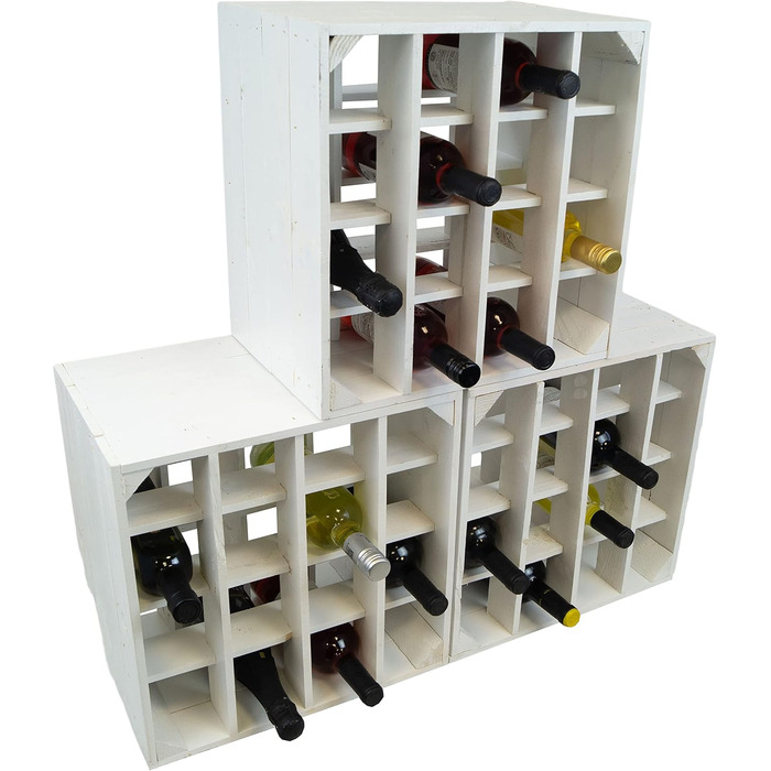 Wine Rack 16 Bottle Size 40x40x27cm Shelf Box Bottle Storage Wine Rack Apple Box/Wine Box (3-Piece Set Wine Rack 16 Bottle White)