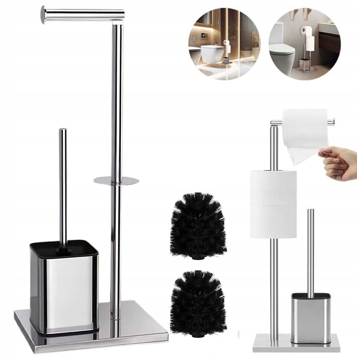 Підлоговий набір для ванної кімнати: тримач для туалетного паперу та йоржик із нержавіючої сталі