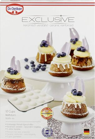 Dr. Oetker 12-Cup Muffin Tin Ø 5 cm EXCLUSIVE, Muffin tin made of steel sheet, baking sheet with ceramic-reinforced non-stick coating (Color: Gray-Brown/Crème), Quantity: 1 piece