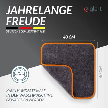 Мікрофібра для автомобіля Glart 443TPO4, набір 12 шт, 40x40 см, 600 GSM, серветки для полірування та чищення авто