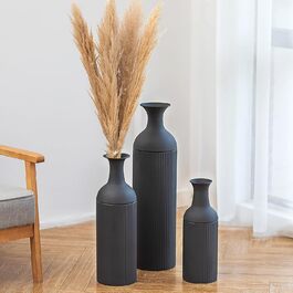 Large White Metal Floor Vase - Modern Textured Design, 68/51/41cm - Perfect for Pampas Grass & Home Decor