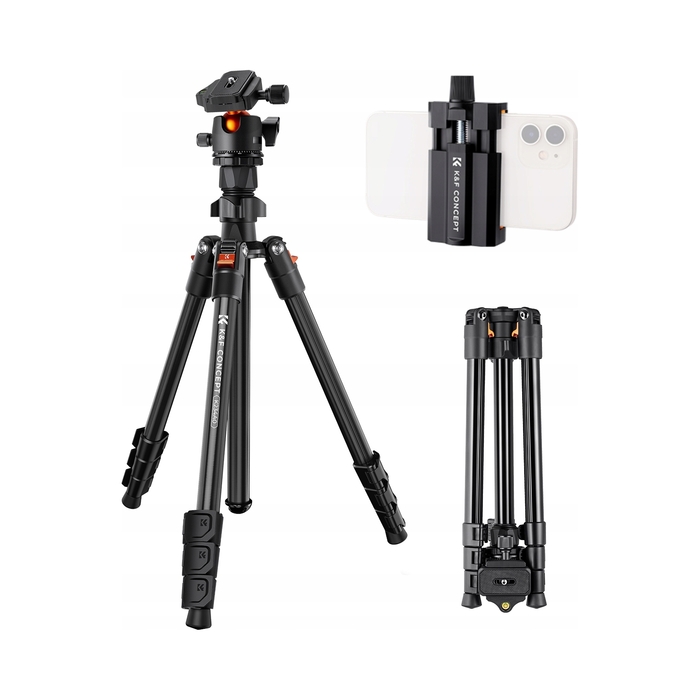 Штатив K&F Concept з кріпленням K09.101V1 K234A0+BH-28L, 163 см, чорний