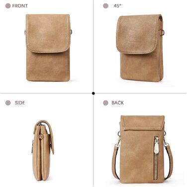 Сумка-клатч BOSTANTEN Klein через плече з PU шкіри для жінок, сіра (A-09-braun) - гаманець та сумка 2 в 1