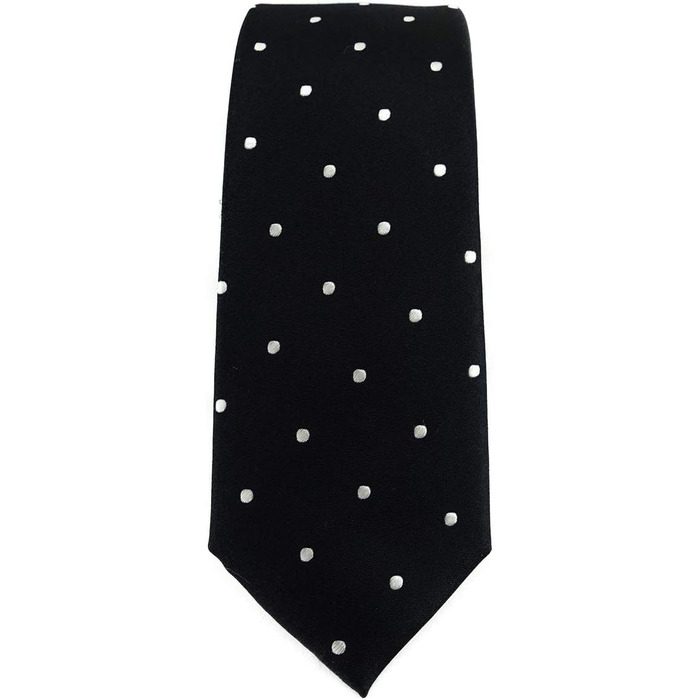 Краватка TigerTie шовкова вузька з візерунком в крапку (Чорно-біло-срібна)