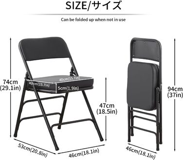 KAIHAOWIN Extra Thick Padded Folding Chair, Folding Chair with Super Soft Cushion, Comfortable Folding Chair for Living Room, Dining Room and Office, Brown 1×brown (1×black)