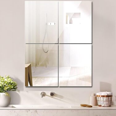 3 самоклеючі дзеркальні наклейки на плитку, 40 x 30 см, гнучка дзеркальна плівка, акриловий дзеркало для стін, дверей, ванних кімнат та шаф, 3 шт. 30*40 см