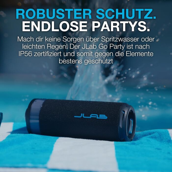 JLab Go Party: Портативна Bluetooth колонка з RGB підсвіткою, IP56 (10W, 16+ годин, Mulberry)