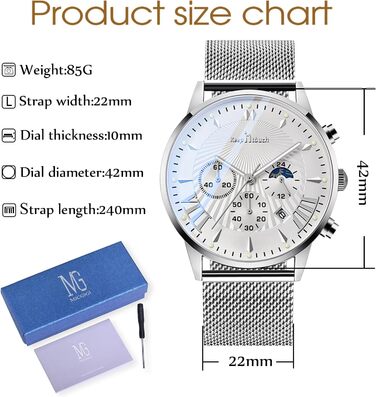 Чоловічий годинник Mode Herren Uhren: водонепроникний аналоговий кварцовий годинник з нержавіючої сталі та сітчатим ремінцем