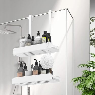 Поличка для душу MEIJO без свердління, органайзер для ванної кімнати з 4 гачками, білий