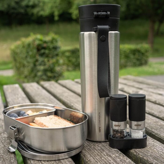 Набір мельниць для солі та перцю GEFU TUSOME, 2 шт. – міні мельниці з регульованим керамічним механізмом та кришками для аромату. Включає набір для сервірування столу |