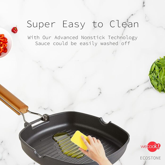 WECOOK! Ecostone Гриль сковорода алюмінієва з антипригарним покриттям рифлена 24x24 см
