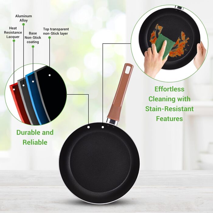 NutriChef 13-Piece Cookware Set | Non-Stick Pot and Pan Set for Induction | Pots Set for Gas, Electric & Ceramic Cooktops | PFOA-Free | Aluminum Pan Set with Ergonomic Brown Handles