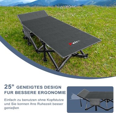 Кемпінгове ліжко Peirhw: складане, широке, з матрацом, до 200 кг, легке та портативне для подорожей