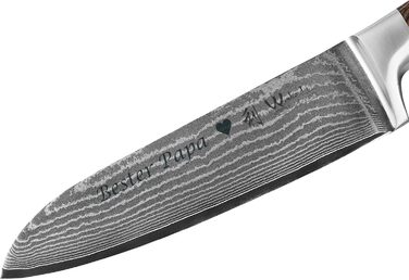 Японський ніж Santoku Wakoli EDIB з дамаської сталі (17 см) з VG10-серцем | Професійний кухонний ніж для приготування їжі | У подарунковій коробці з дерев'яною ручкою Pakkaholz