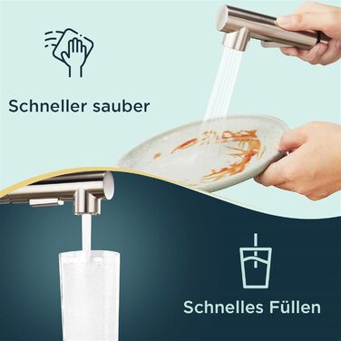 Змішувач кухонний FORIOUS з висувною лійкою та душем, 360° обертання, 2 режими, нержавіюча сталь