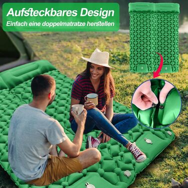 Isomatte HVIERO Саморозкладається, надувна, з насосом, для кемпінгу, туризму, рюкзака, зелена