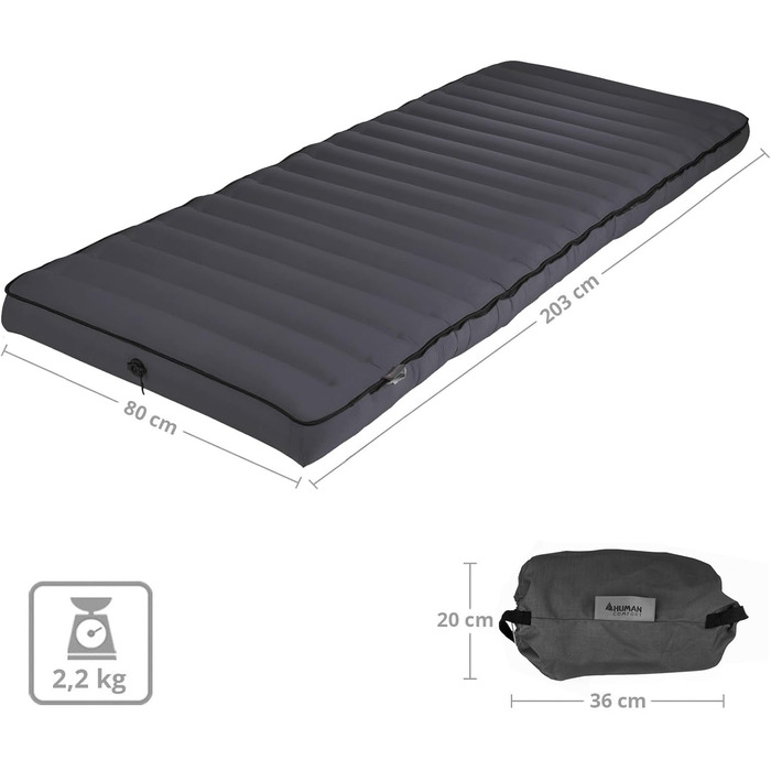 Надувний матрац для гостей Human Comfort - 100% бавовна (сірий)