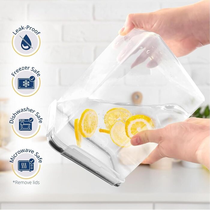 Набір контейнерів для зберігання продуктів герметичних 4 шт, 2.5 л, BPA-free, пластик, для борошна, рису, з наклейками