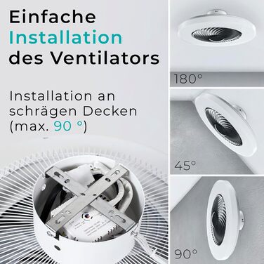 Стельовий вентилятор Noaton Triton 12050B з LED підсвіткою, диммер, 3 режими кольору, пульт, таймер, Ø50 см (чорний)