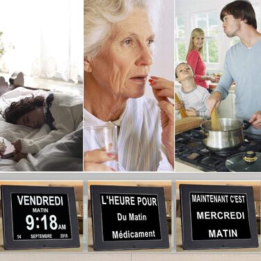 SENXINGYAN 8-Inch Digital Clock, Alarm Clock, Calendar for Seniors & Dementia Patients (e.g., Alzheimer's) with Reminder Function