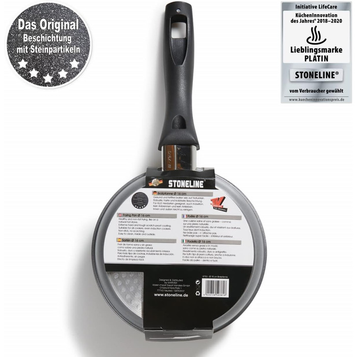 Сковорода STONELINE 16 см з антипригарним покриттям (камінь), для індукційних плит, сіра