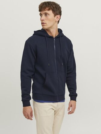 Чоловіча однотонна куртка-худі Jack & Jones темно-синього кольору (Navy Blazer)