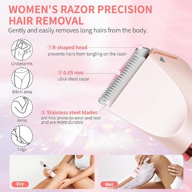 Електричний жіночий триммер Cozary 3-в-1: для бікіні, тіла, носа. Водонепроникний, з LCD-дисплеєм