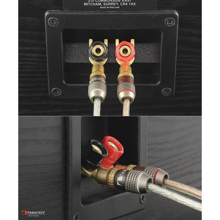 Позолочений Y-подібний роз'єм Nakamichi FanLock Excel-Serie для акустичних кабелів 10-18 AWG, 4мм, для Hi-Fi стерео та домашнього кінотеатру, 4 шт (2 пари)