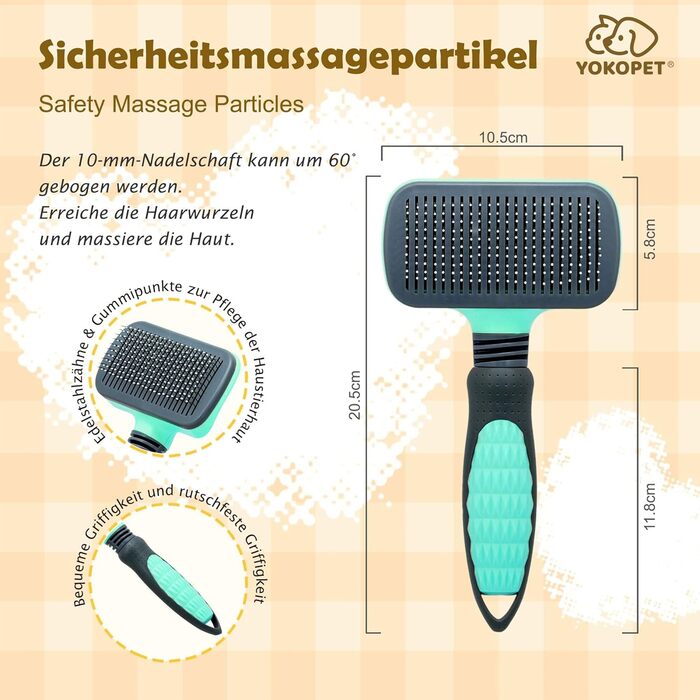 Щітка для собак та котів, видаляє підшерсток, самоочисна, для довгої та короткої шерсті, синього кольору