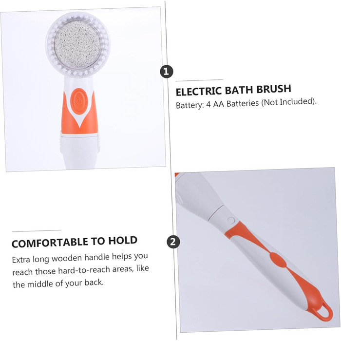 1Satz Multifunctional Electric Bath Brush Shower Massage Brush for Back Care, Long Handle, No Battery, Random Color Selection
