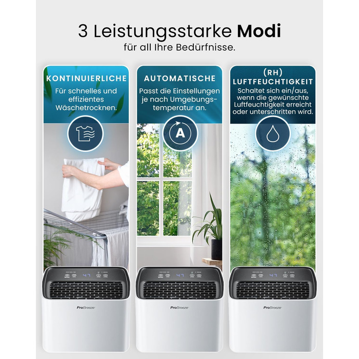 Електричний осушувач повітря ProBreeze 12L - Осушувач ProBreeze для дому, 20 м², з таймером та датчиком вологості