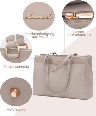 Сумка для ноутбука LOVEVOOK жіноча 17 дюймів: Акта, шопер, сумка для роботи, університету, школи, офісу, бежевий колір