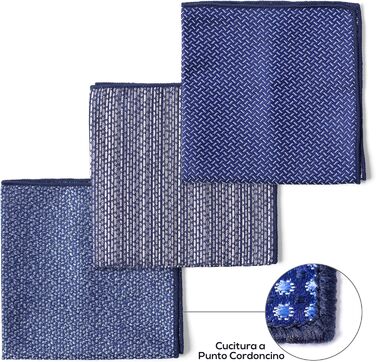 Набір краваток для чоловіків 3 шт. + 3 кишенькові хустинки | Подарунковий бокс для чоловіків | Класичний аксесуар для весілля | Білий та синій принт