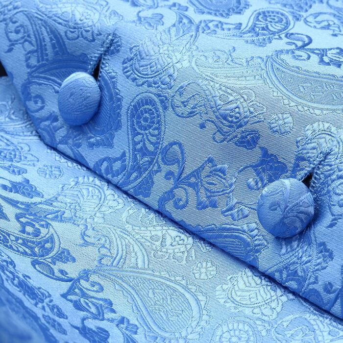 Чоловічий жилет для костюма Enlision Paisley блакитний XXL + краватка та хустинка до костюма на весілля та вечірку