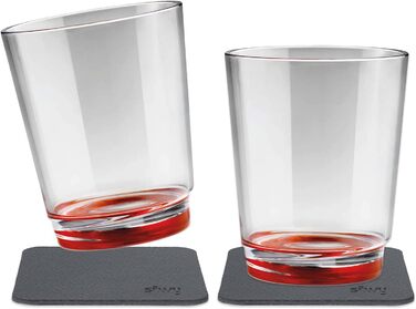 silwy® Non-Slip, Shatterproof Magnetic Drinking Cups (2-Piece Set) in Ready Red color, including two metal Nano-Gel pads for secure placement - perfect for camping and boating.