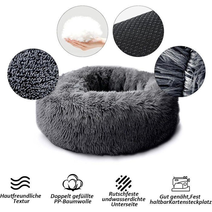 CALIYO Крісло-гніздо для собак та котів, середнього розміру, 70 см, темно-сірий