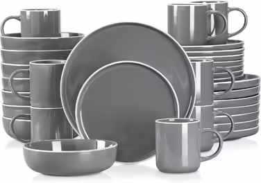 Tableware Stoneware, vancasso SESAM Dinnerware Set, 32-Piece Combination Set, with Cake Plates, Dinner Plates, Coffee Cups and Bowls, Scandinavian Design for 4-12 People 32-Piece Combination Set Dg