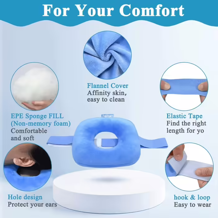 NEPPT Ear Piercing Pillow for Side Sleepers with Hole CNH Donut Protector Pillow Ear Pressure Wounds Pain Relief Medical Ear Protection Care Pillow Pillow