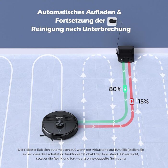 Робот-пилосос Lubluelu SL68 Plus 3-в-1 з вологою, 4500Pa, лазерна навігація, керування через додаток, 24 зони заборони, для тварин, килимів