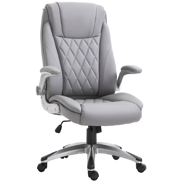 Vinsetto Office Chair, Ergonomic Desk Chair with Adjustable Armrests, Rocking Function, Height Adjustable up to 135 Kg, Grey
