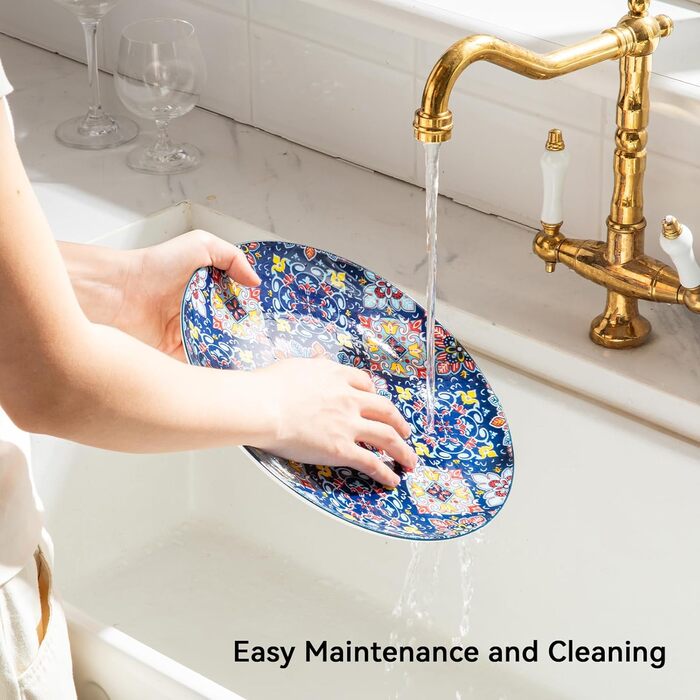 Набір посуду Sweejar Home Keramik для 4 осіб (12 предметів): порцелянові тарілки та миски, богемний стиль, для кухні, сумісний з мийкою та мікрохвильовкою