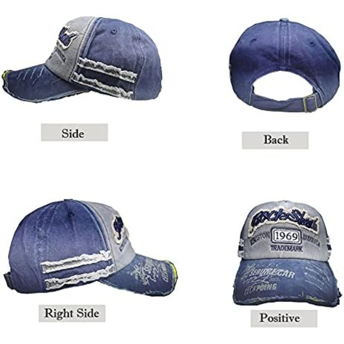 Кепка бейсболка Vintage Baumwolle з бавовни, випрасувана джинсова, ретро, з витертими краями, для чоловіків та жінок, регульованого розміру, стильна, спортивна, кепка-трекер, класична, hip hop